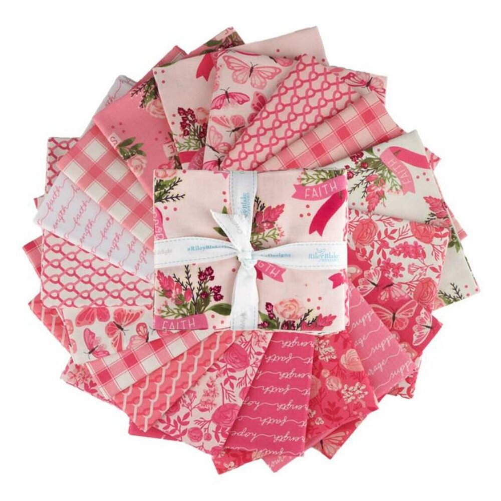 Riley Blake Breast Cancer Awareness 18 Pieces Pink Cotton Fat Quarters Brand New